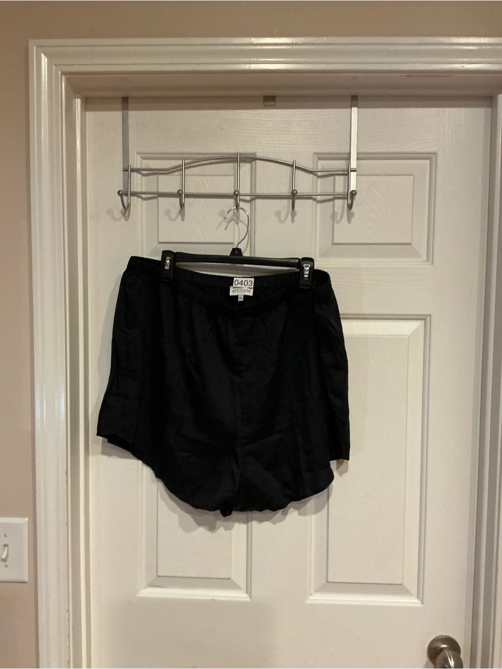 Ettitude Black Satin Athletic Lounge Shorts